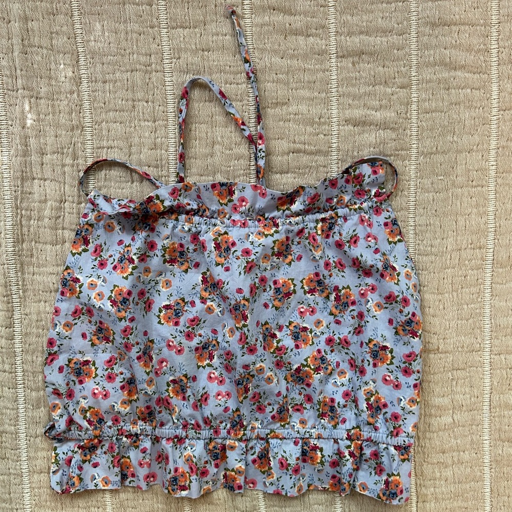 Papaya Floral Open Tie Back Tank Size Medium